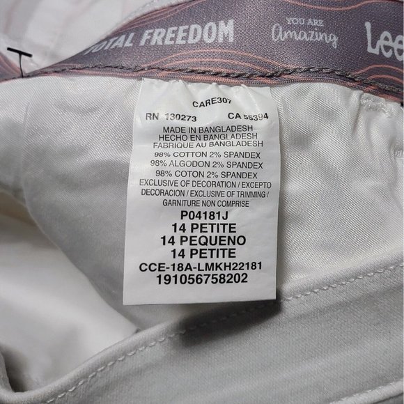 Lee Total Freedom Capris White Womens Size 14 Petite Embroidered Pockets - Picture 4 of 4